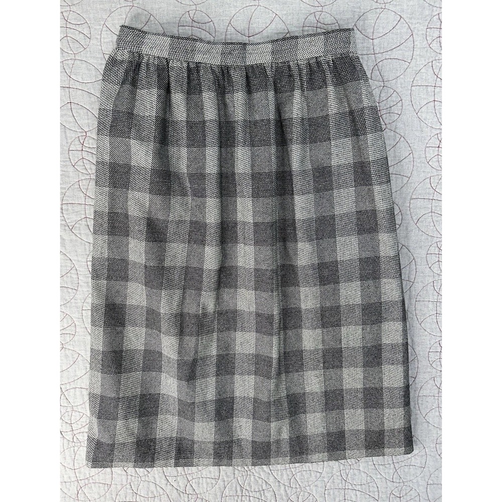 E.H. Woods‎ Vintage Gray Plaid Pleated Wool Blend Skirt / Women's Size 12